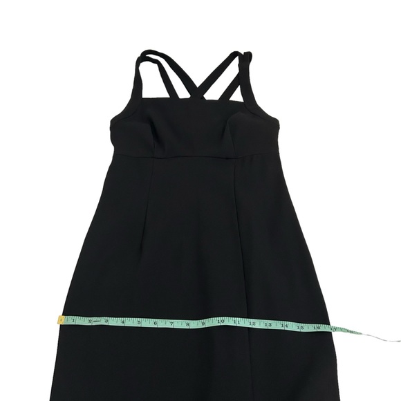 CDC Petites Vintage Crisscross Straps Black Long Slit Front Maxi Dress Petite 8 - Picture 7 of 10